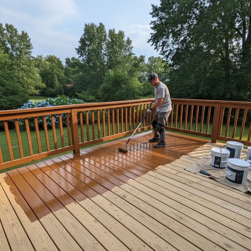 Local Deck Rail Staining pros at work
